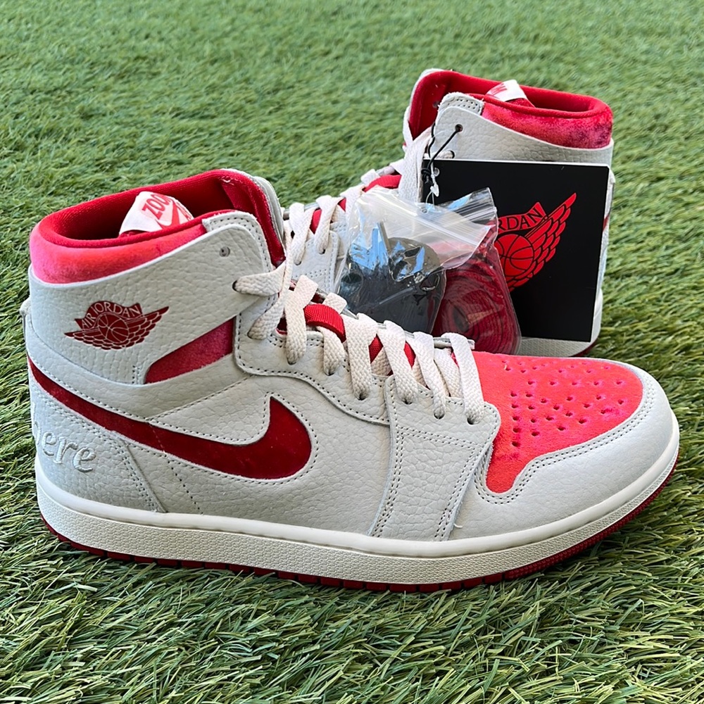 Jordan Men’s Red and White High-Top Athletic Sneakers NEW